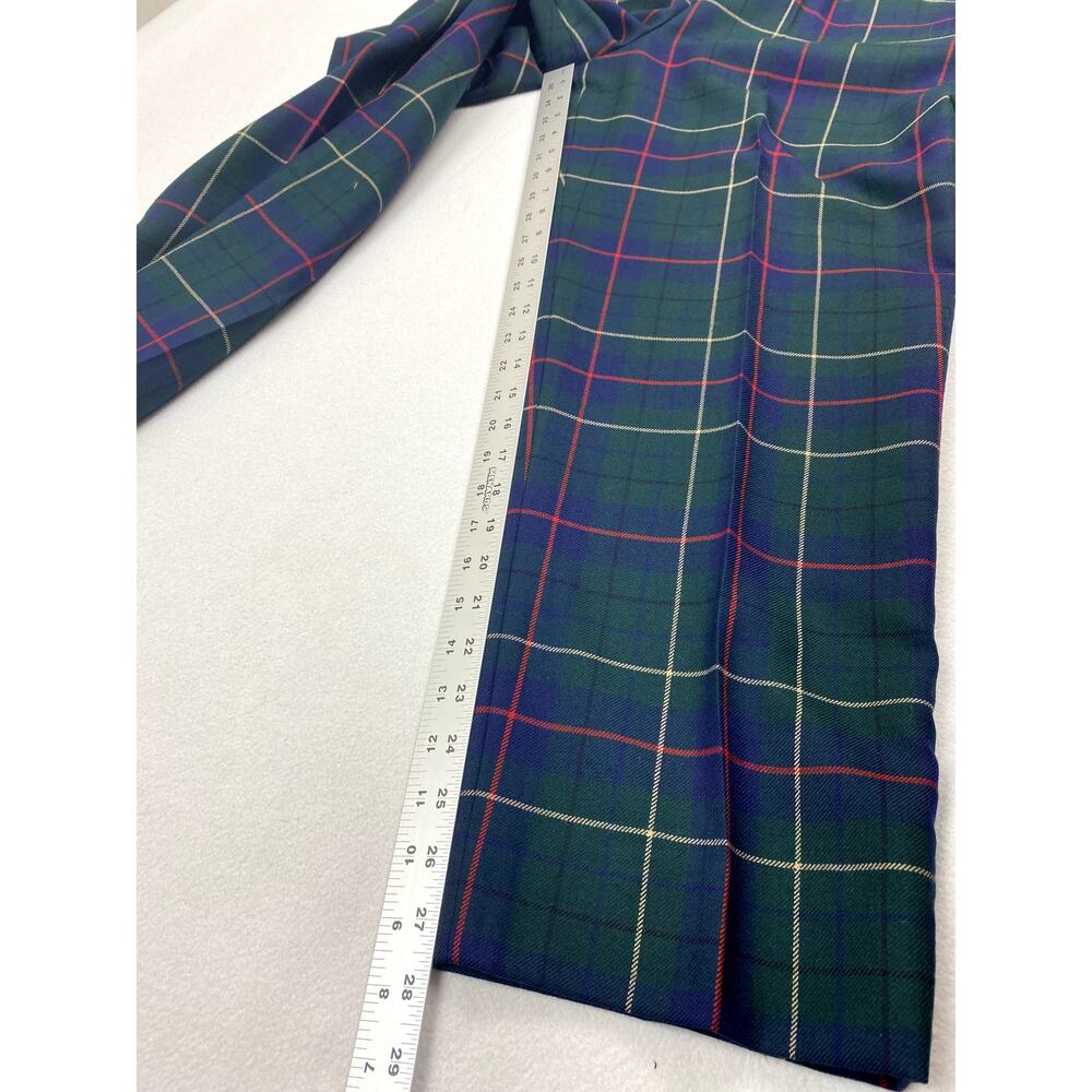 Vintage Pendleton Women 16 Plaid Virgin Wool Pants Trousers Green Blue High Rise - Picture 5 of 6